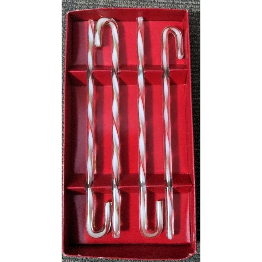 Swizzle Sticks Pier 1‎ CANDY CANE Glass Swirl Set of 4 Christmas Cocktail Bar